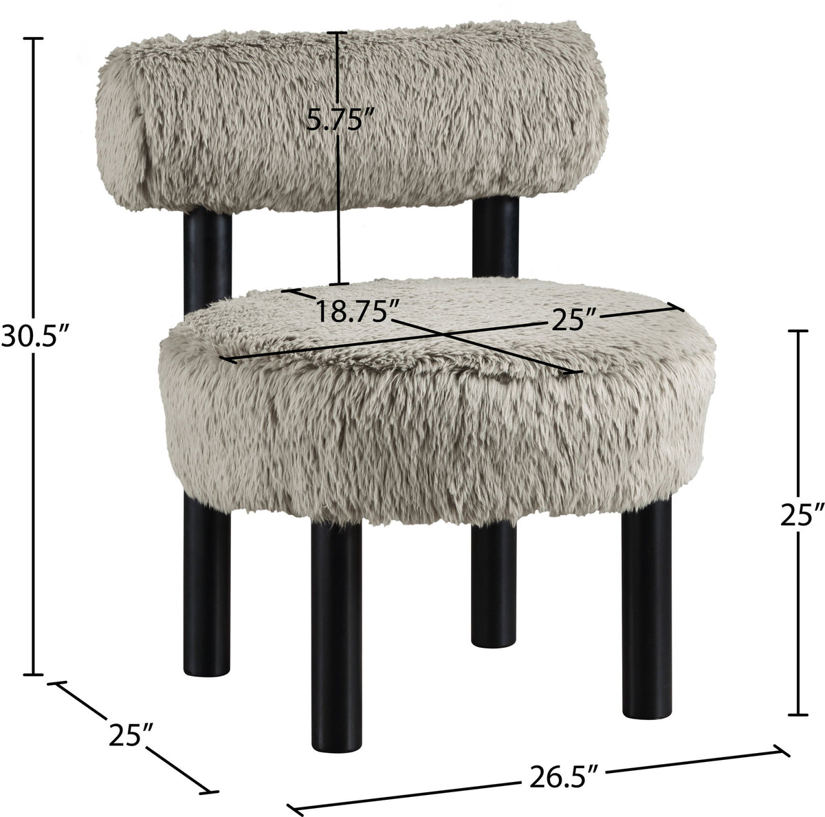 Ambre - Vegan Shearling Fabric Upholstered Accent Chair - Taupe