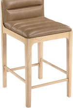 Ellis - Vegan Leather Upholstered Counter Stool (Set of 2) - Tan / Natural