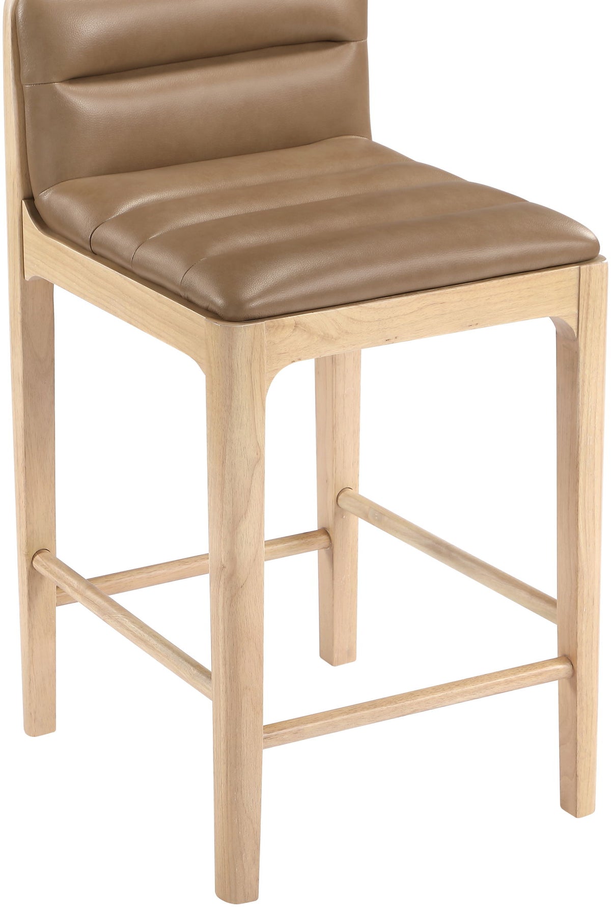 Ellis - Vegan Leather Upholstered Counter Stool (Set of 2) - Tan / Natural