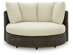 Kimora - Swivel Lounge Chair With Cushion - Beige / Dark Brown