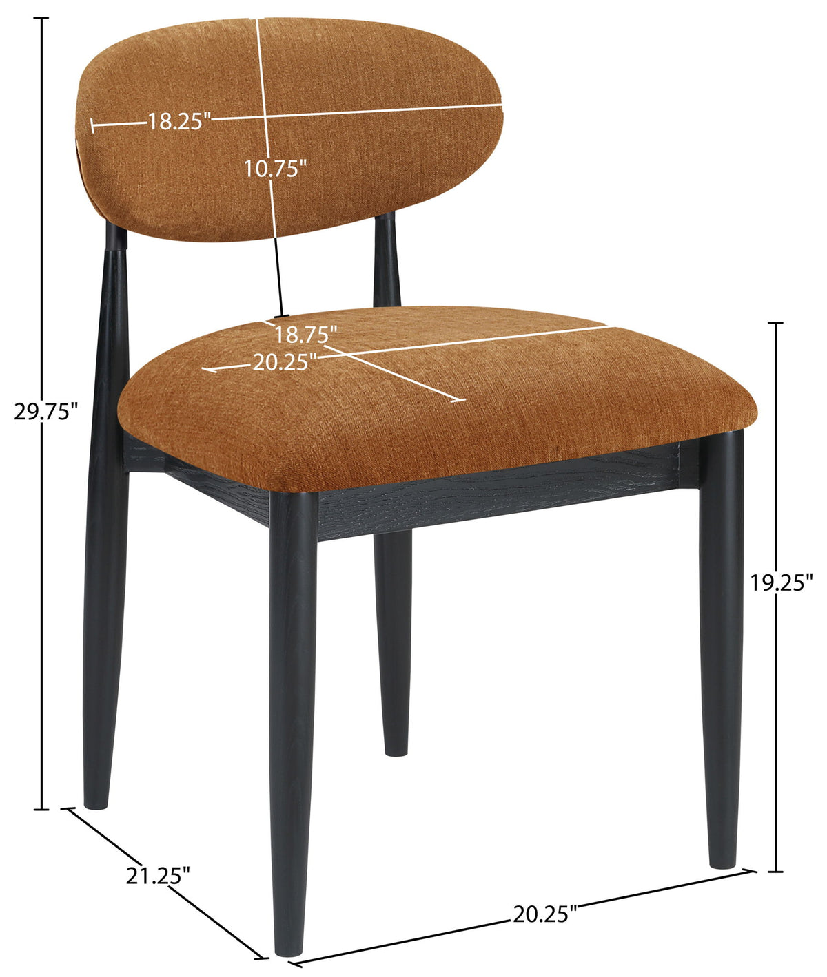 Riccio - Fabric Dining Side Chair (Set of 2) - Black Frame
