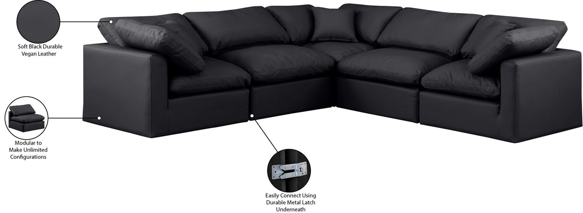Indulge - Faux Leather 5 Piece Modular Corner Sectional