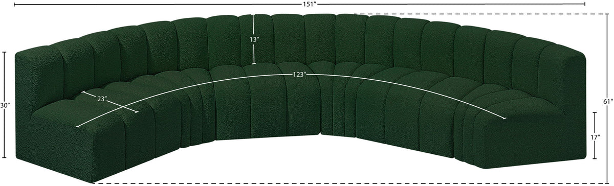 Arc - Boucle Fabric 6 Piece U-Shaped Modular Sofa