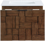 Leonardo - Engineered Stone And Solid Wood 24" Wall Mounted Bathroom Vanity