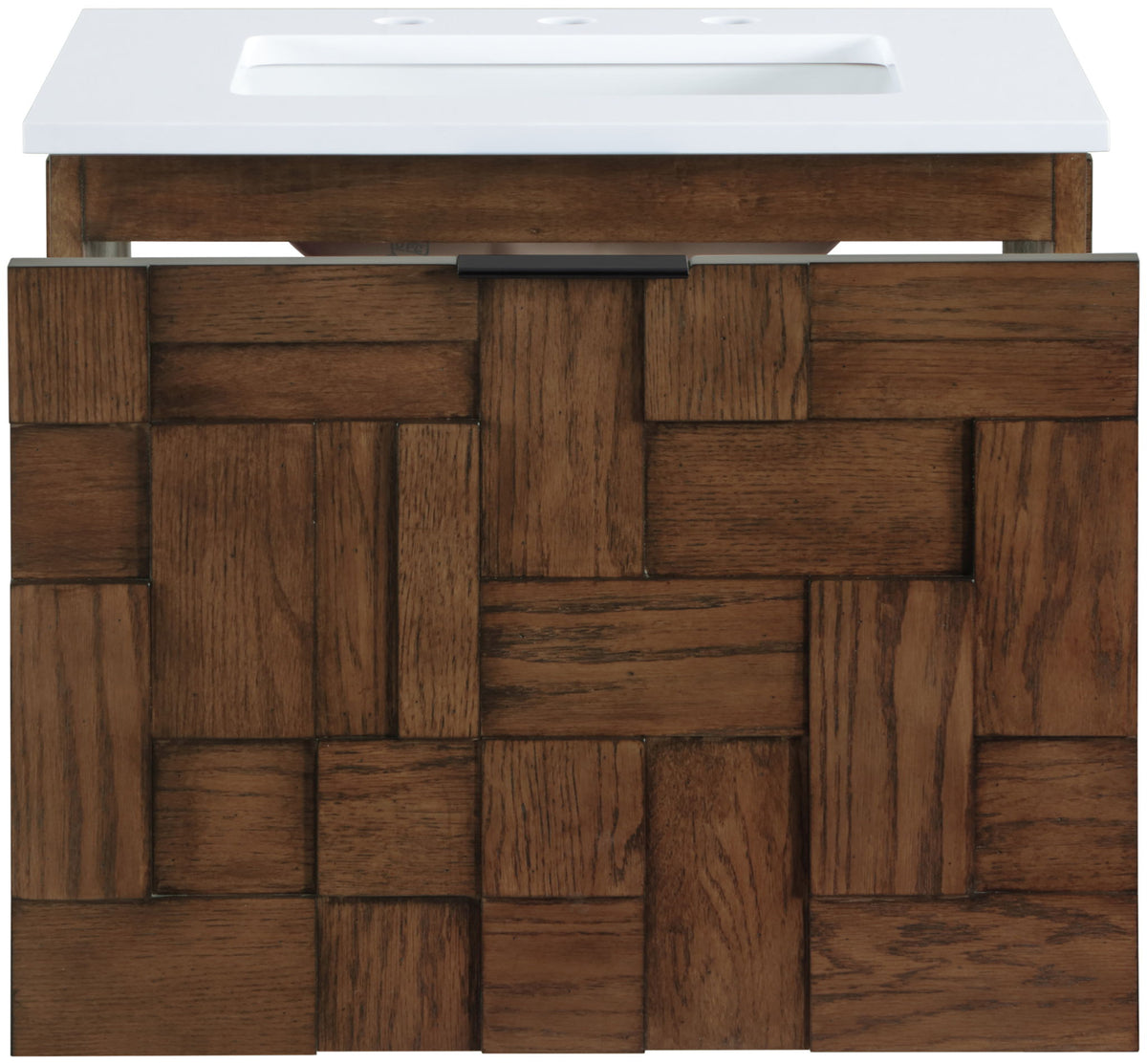 Leonardo - Engineered Stone And Solid Wood 24" Wall Mounted Bathroom Vanity