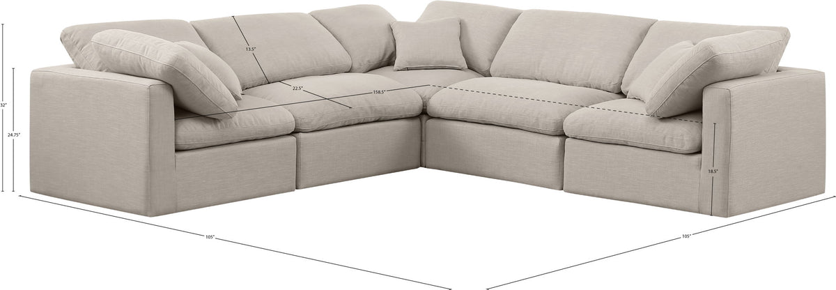Indulge - Linen 5 Piece Modular Corner Sectional