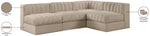 Rummi - Armless Velvet Performance Fabric Upholstered 4 Piece Modular Sectional