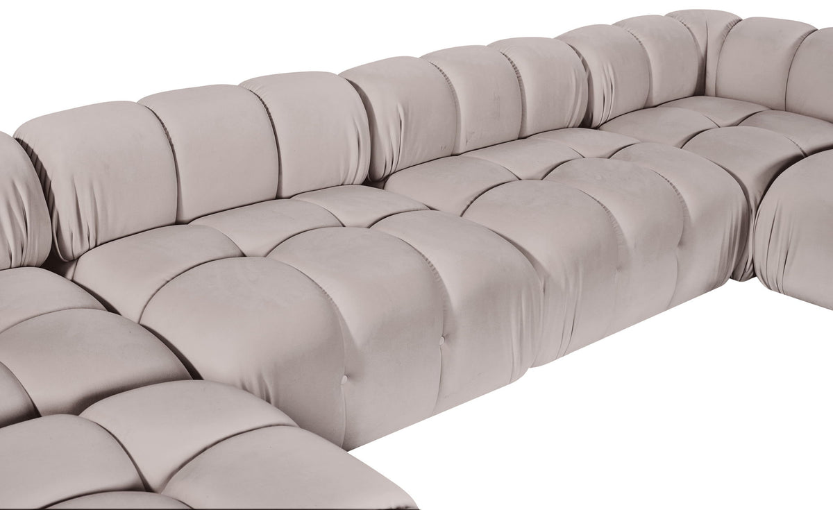 Orin - U-Shaped Velvet 6 Piece Modular Sectional
