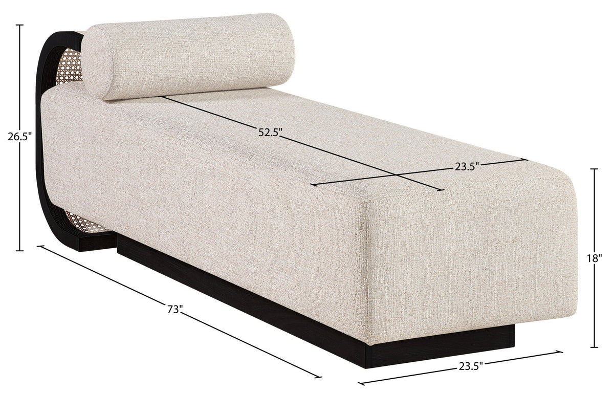 Zephyr - Linen Textured Fabric Upholstered Chaise - Painted Black Base