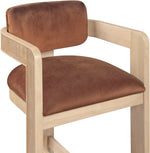 Sacha - Velvet Stool With Natural Base