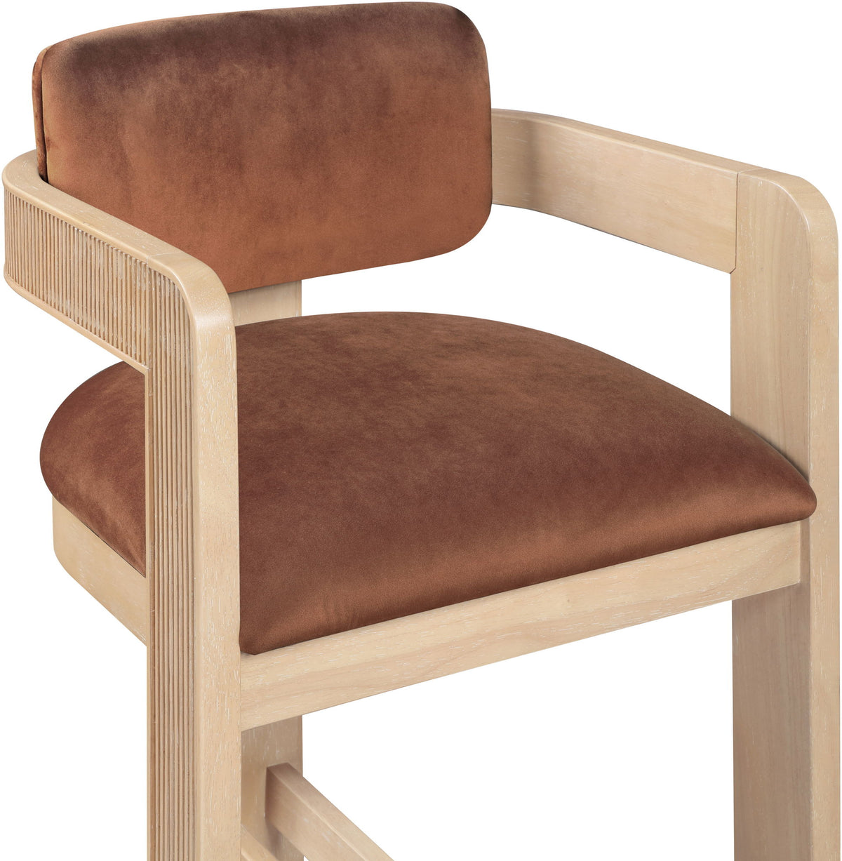 Sacha - Velvet Stool With Natural Base