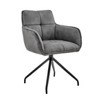 Noah - Fabric And Metal Legs Dining Room Accent Chair (Set of 2) - Charcoal / Black