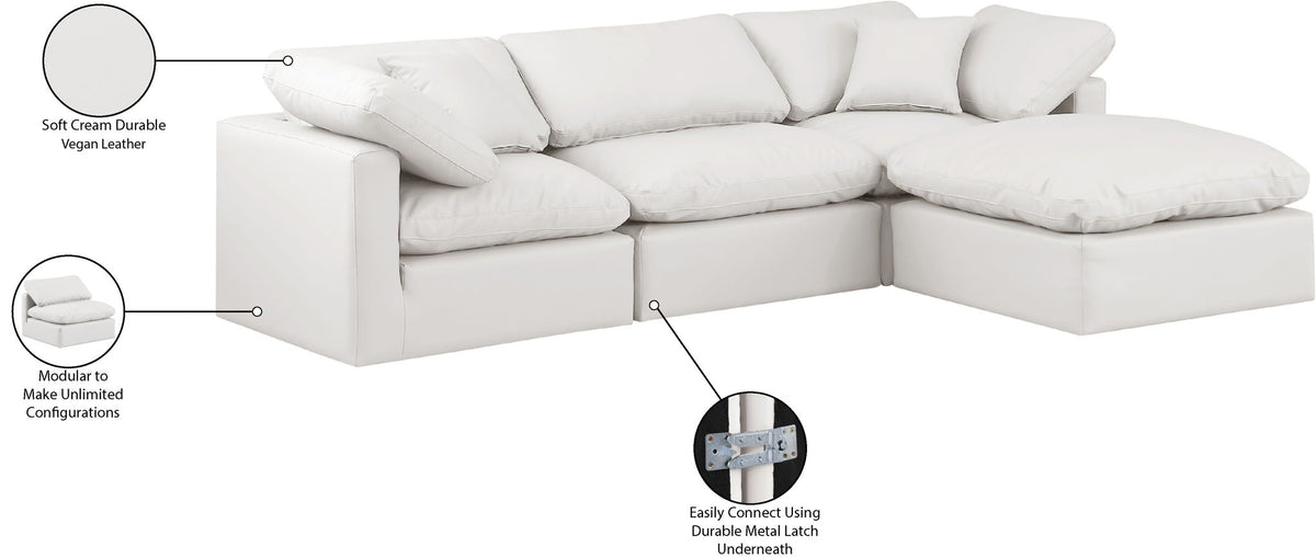 Indulge - Faux Leather 4 Piece Modular Sectional With Chaise