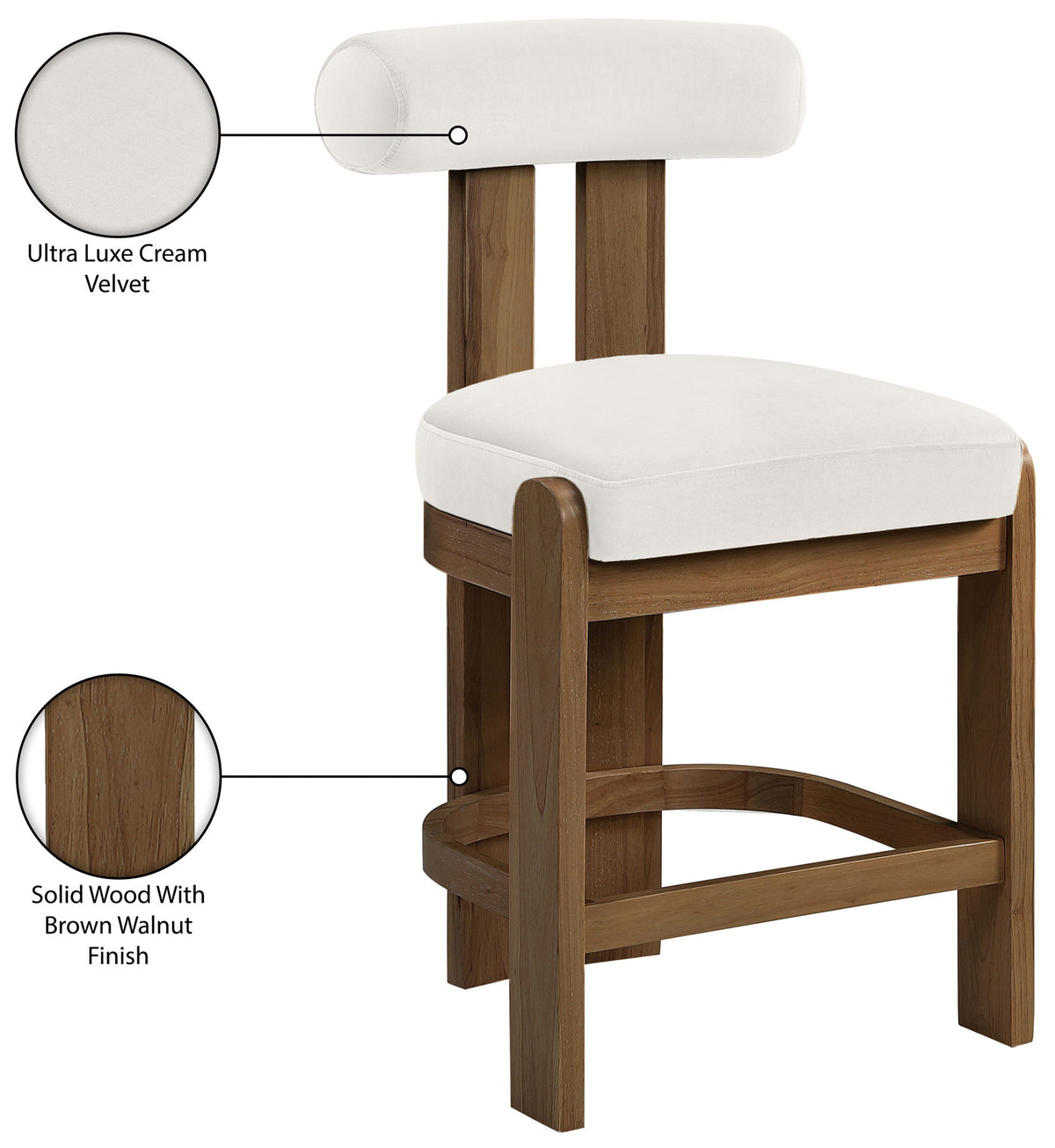 Arienzo - Velvet Upholstered Counter Stool (Set of 2)