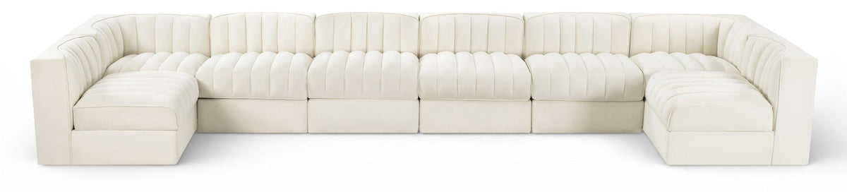 Rummi - Velvet Performance Fabric Upholstered 8 Piece Modular Sectional (With 2 Corner Chairs)