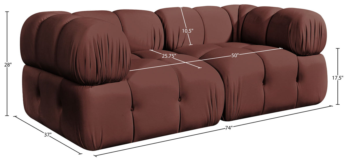 Orin - Velvet Performance Fabric Upholstered 2 Piece Modular Sofa (2 Corner Chairs)