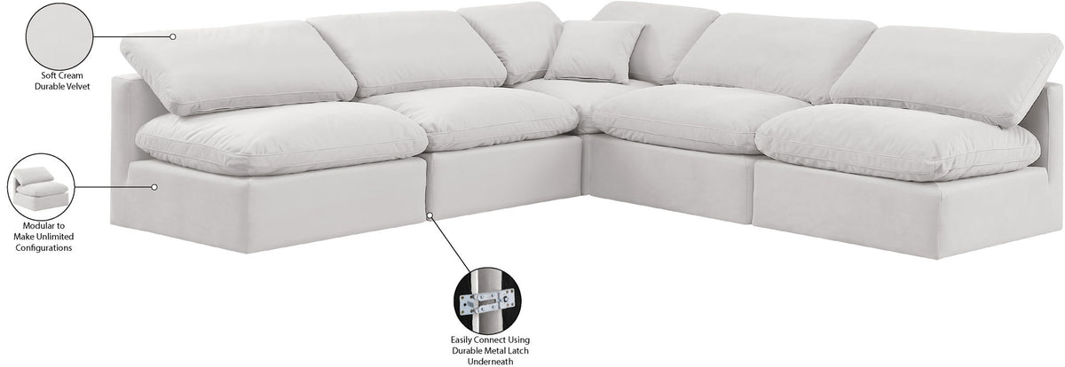 Indulge - Velvet 5 Piece Modular Corner Armless Sectional