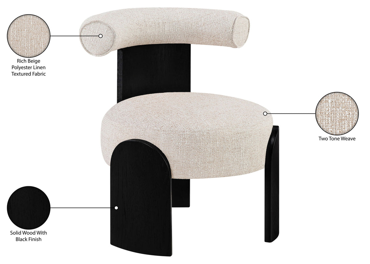 Calder - Linen Textured Fabric Upholstered Accent Chair - Painted Black Base
