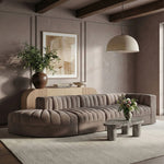 Rummi - Velvet Performance Fabric Upholstered 4 Piece Modular Sectional With Reverse Corner Chair