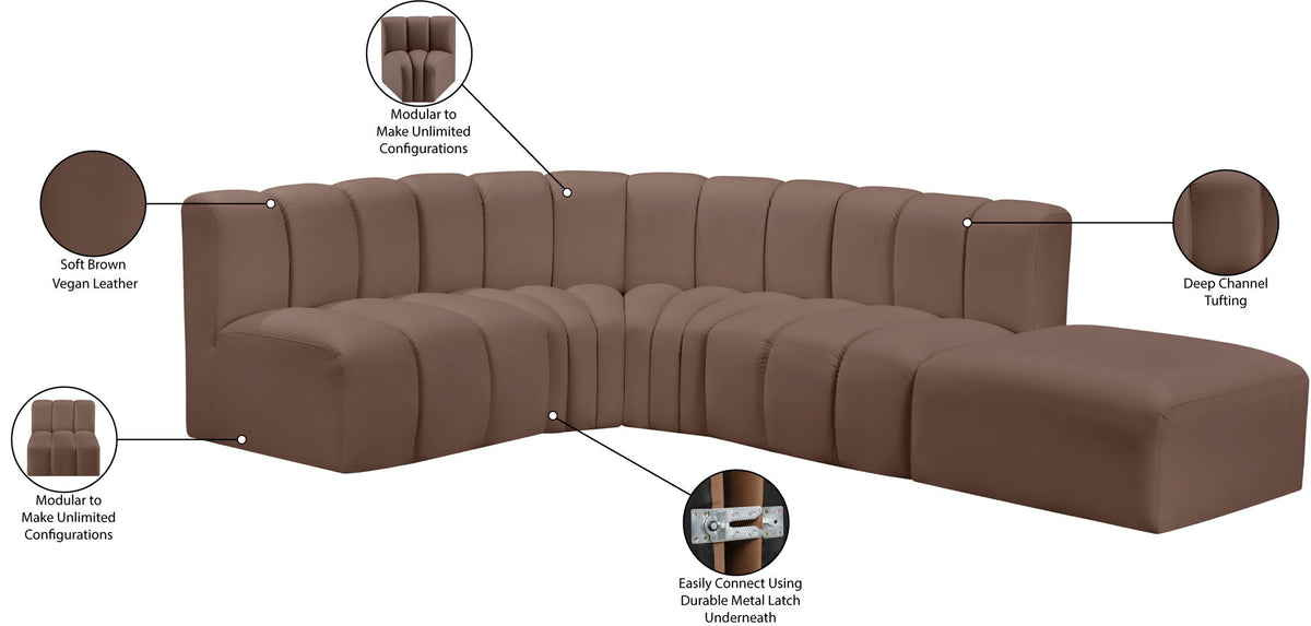 Arc - Faux Leather 5 Piece Corner Modular Sofa