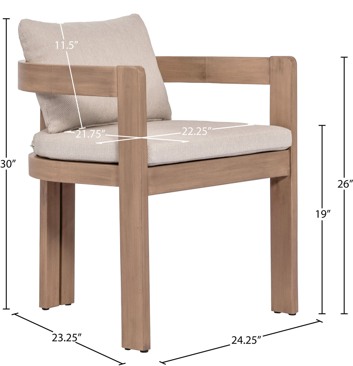 Newport - Water Resistant Fabric Upholstered Outdoor Patio Dining Chair