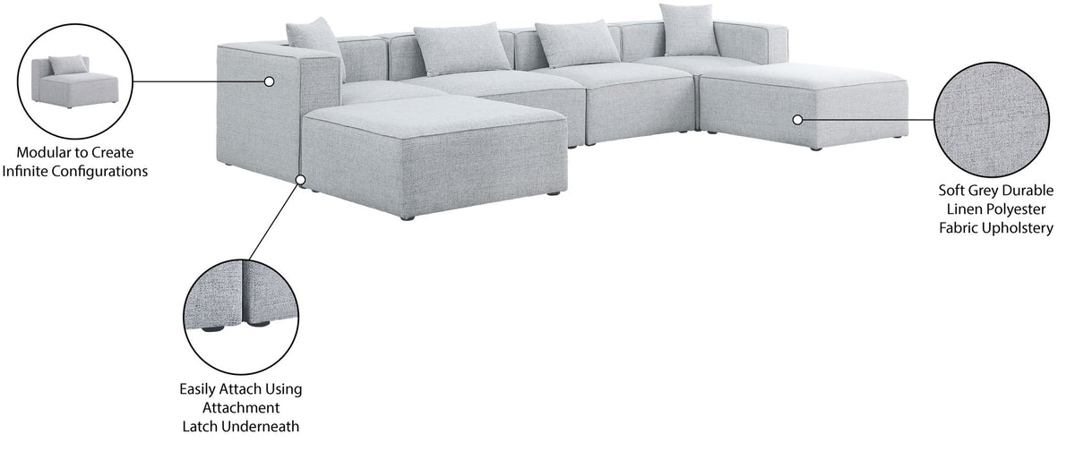 Cube - Linen 6 Piece Modular Double Chaise Sectional