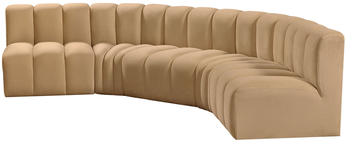Arc - Velvet 5 Piece U-Shaped Modular Sofa