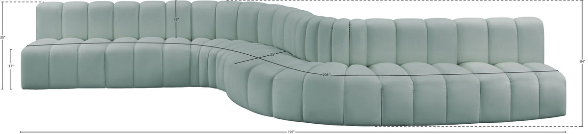 Arc - Faux Leather 8 Piece Curved Modular Sofa
