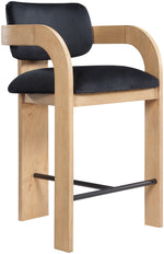Cedra - Velvet Performance Fabric Upholstered Counter Stool - Natural Frame