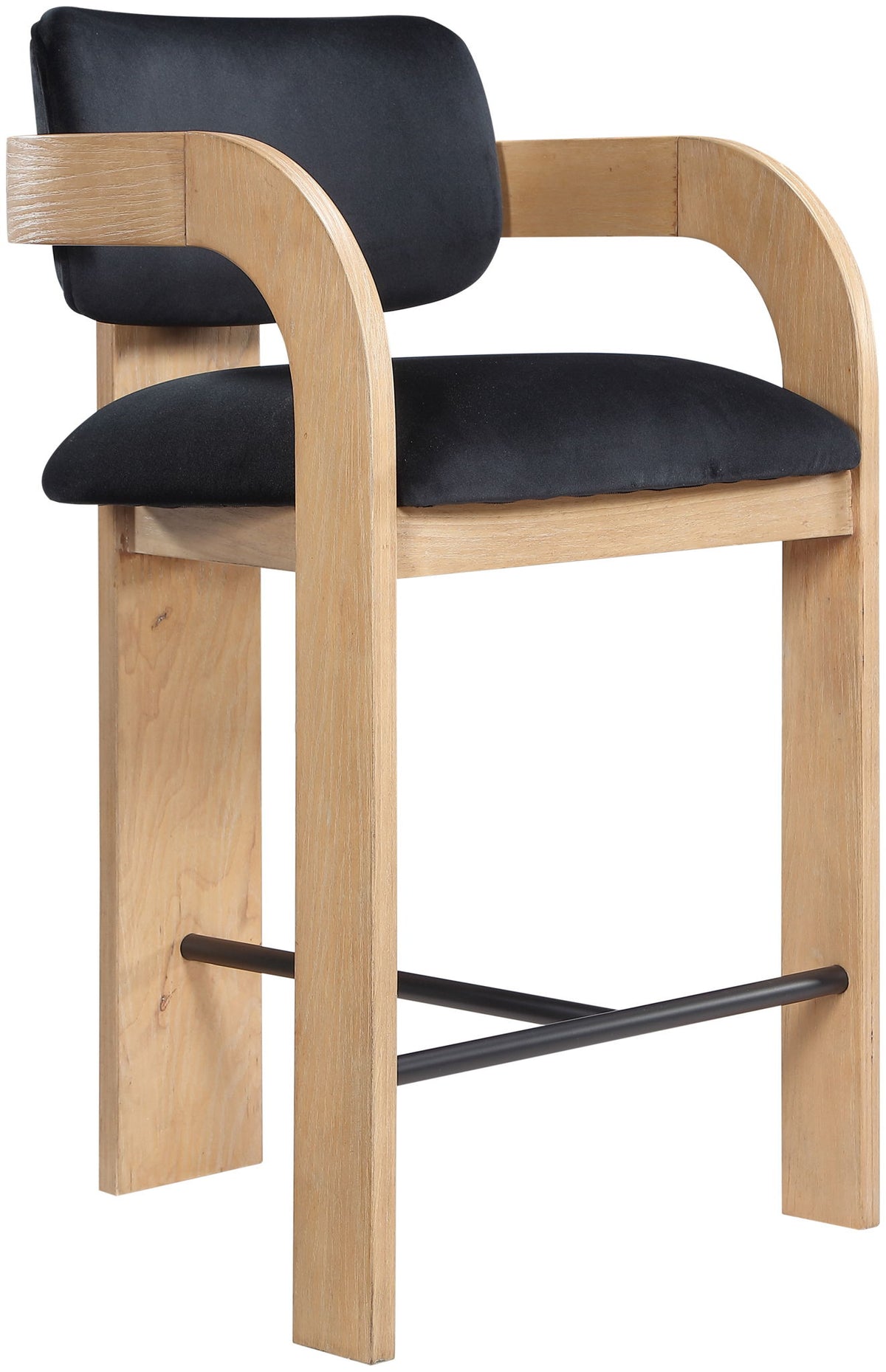 Cedra - Velvet Performance Fabric Upholstered Counter Stool - Natural Frame
