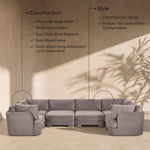 Hammond - Velvet Performance Fabric Upholstered 6 Piece U-Shaped Sectional
