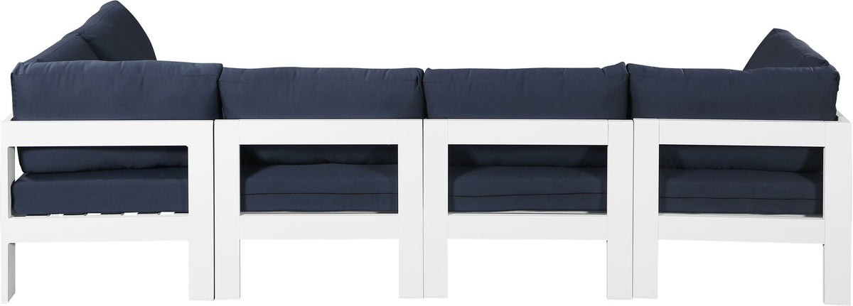 Nizuc - Outdoor Patio 5 Piece Modular Sectional With White Frame