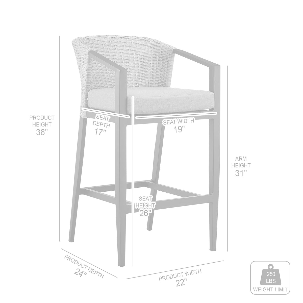 Palma - Outdoor Patio Bar Stool With Cushions