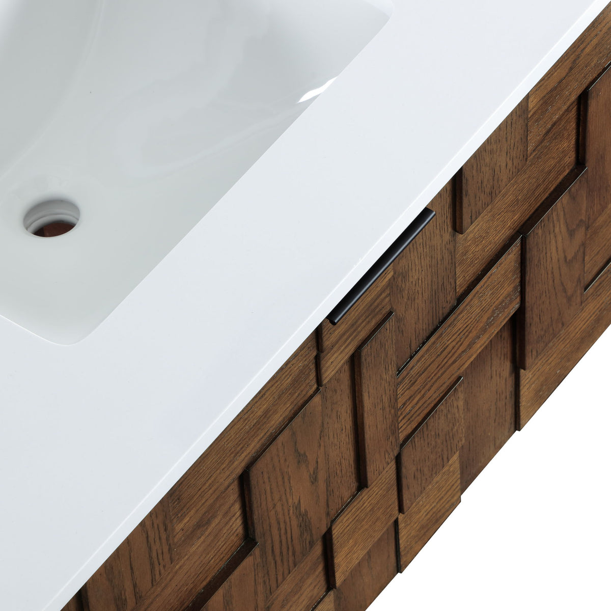 Leonardo - Engineered Stone And Solid Wood 24" Wall Mounted Bathroom Vanity