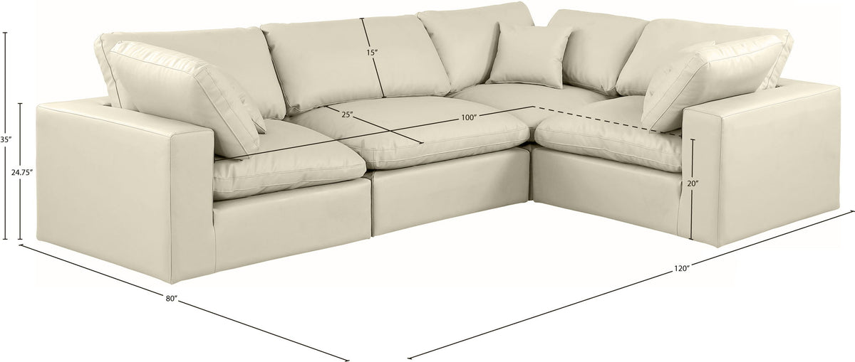 Comfy - 4 Piece Faux Leather Modular Sectional