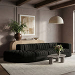 Rummi - Velvet Performance Fabric Upholstered 4 Piece Modular Sectional With Reverse Corner Chair
