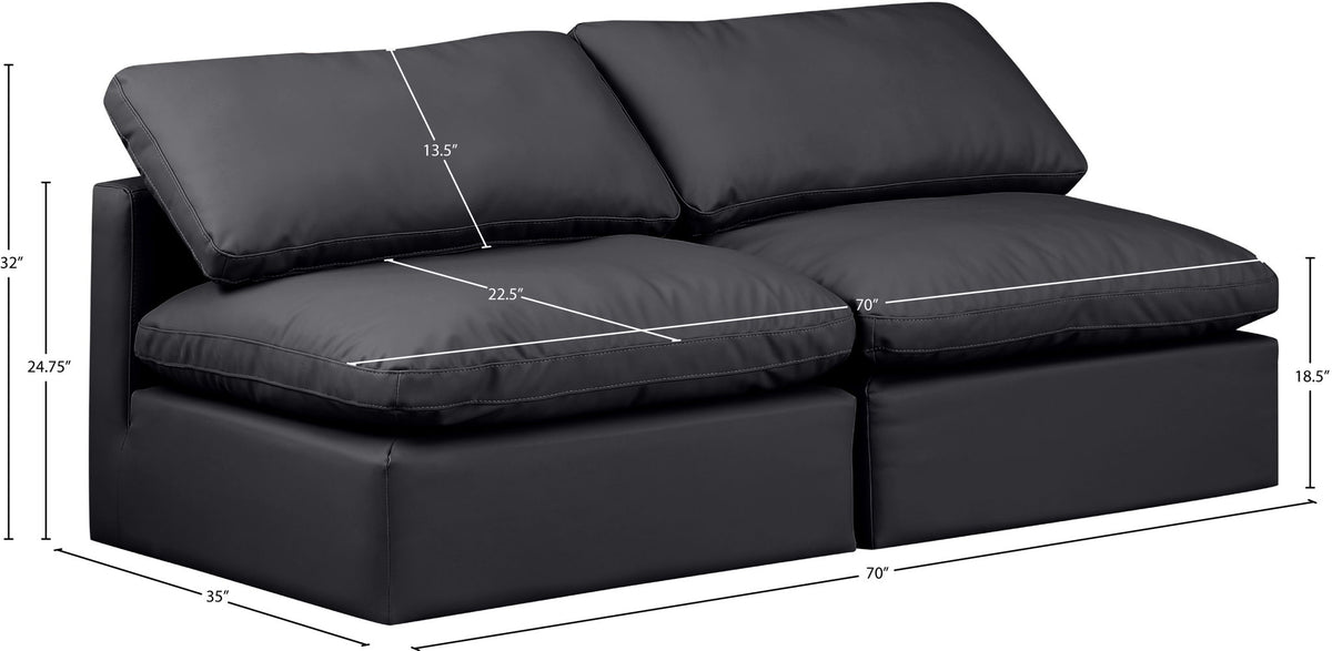 Indulge - Faux Leather 2 Seat Modular Armless Sofa