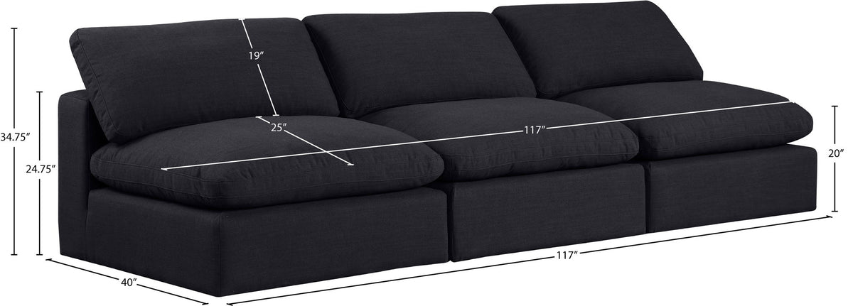 Comfy - Linen Modular Armless Sofa 3 Seats