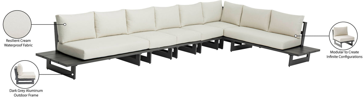 Maldives - 6 Piece Water Resistant Outdoor Patio Modular Sectional With Gray Base