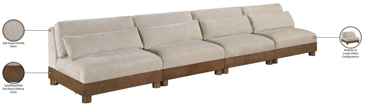 Turin - Chenille Fabric Upholstered Modular Sectional - Taupe