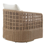 Driftbay - Metal Outdoor Swivel Lounge Chair With Cushions - Boucle White / Natural