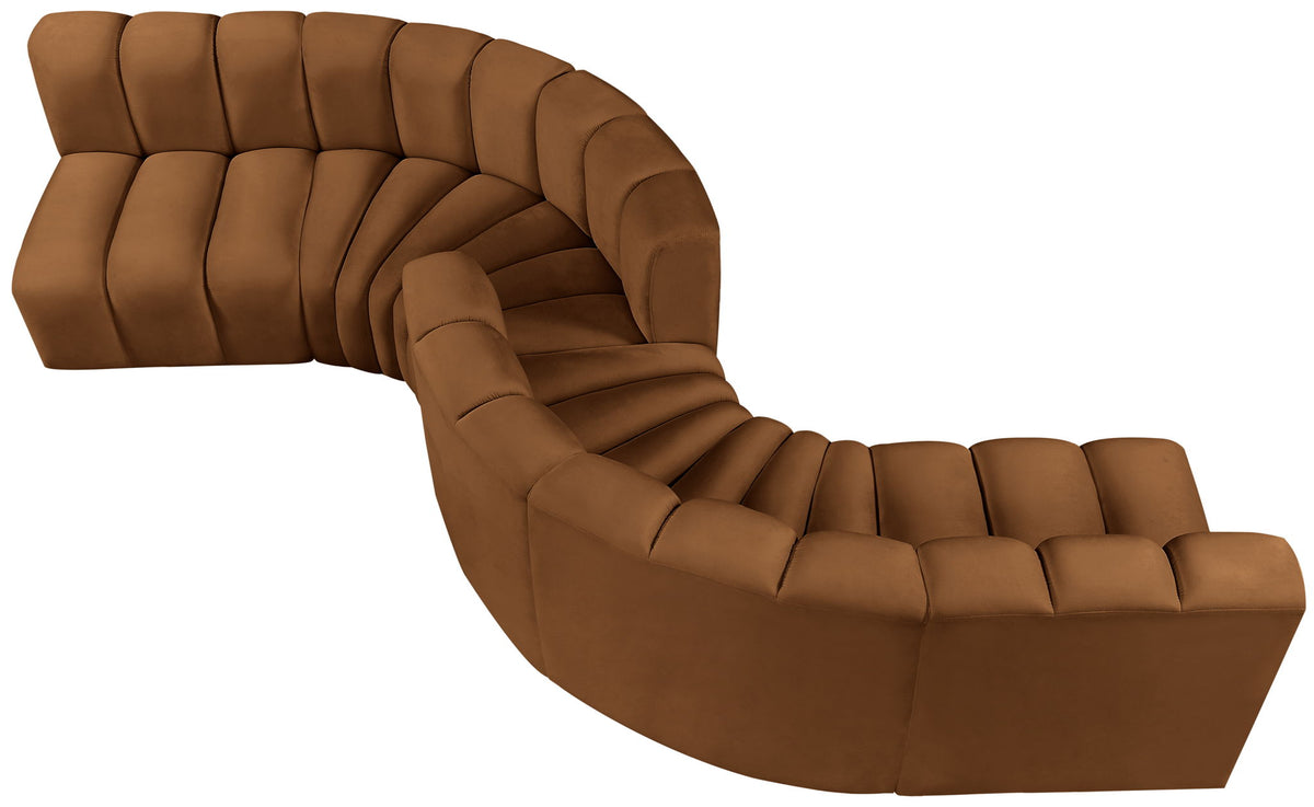 Arc - Velvet 6 Piece Modular Sofa - Saddle