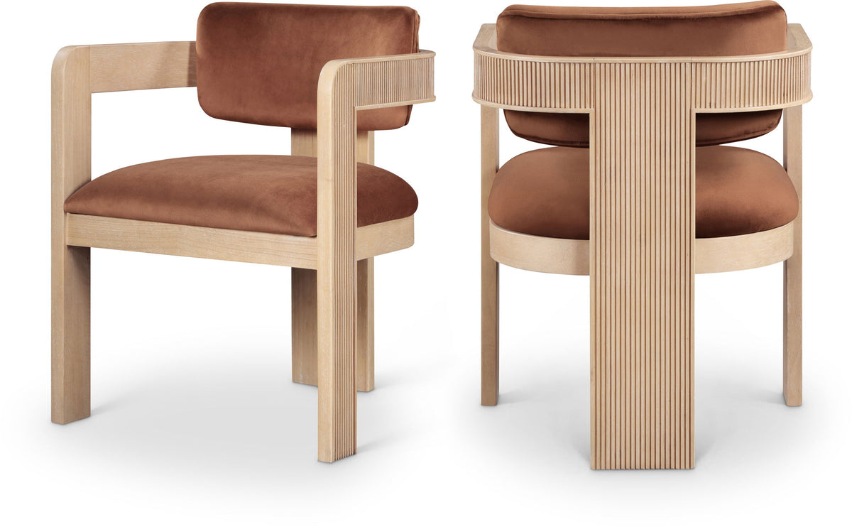 Sacha - Velvet Dining Chair With Natural Base (Set of 2)