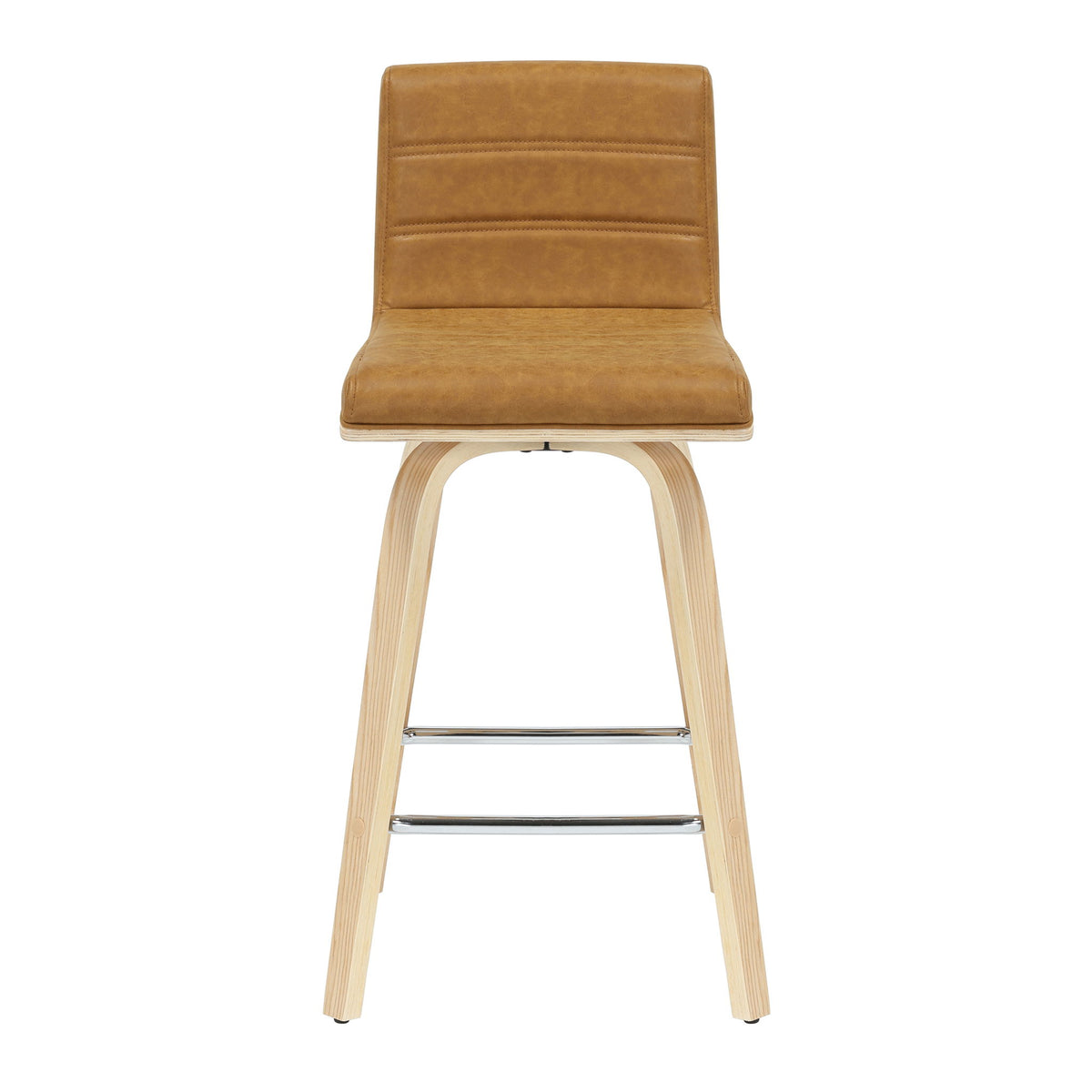 Vienna - 35.5" Swivel Counter Height Square Back Wood Bar Stool With Faux Leather Seat