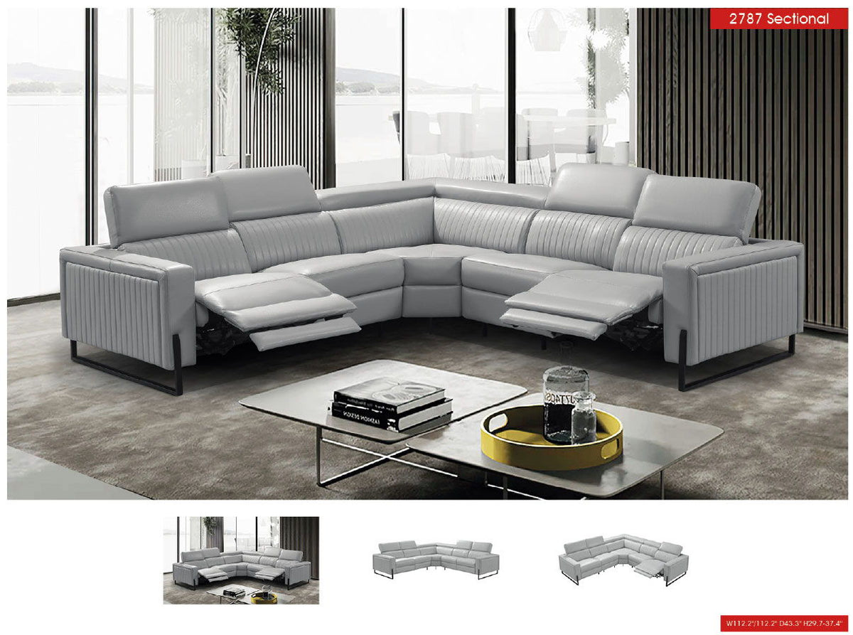 2787 - Sectional With Recliners - Gray