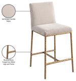 Reeves - Chenille Fabric Upholstered Counter Stool (Set of 2) - Gold Base