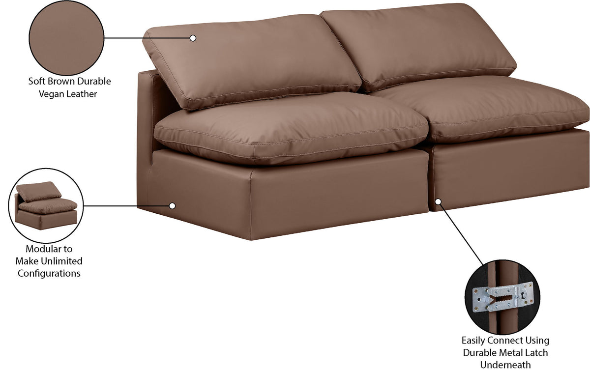 Indulge - Faux Leather 2 Seat Modular Armless Sofa