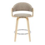 Daxton - Swivel Counter Height Round Back Wood Bar Stool With Faux Leather Seat
