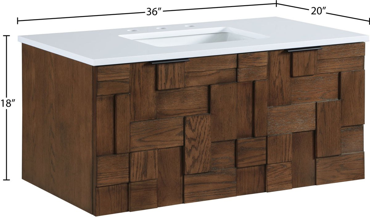 Leonardo - Engineered Stone And Solid Wood 24" Wall Mounted Bathroom Vanity