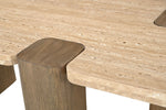 Ravenna - Genuine Fabric Travertine And Oak Wood Table